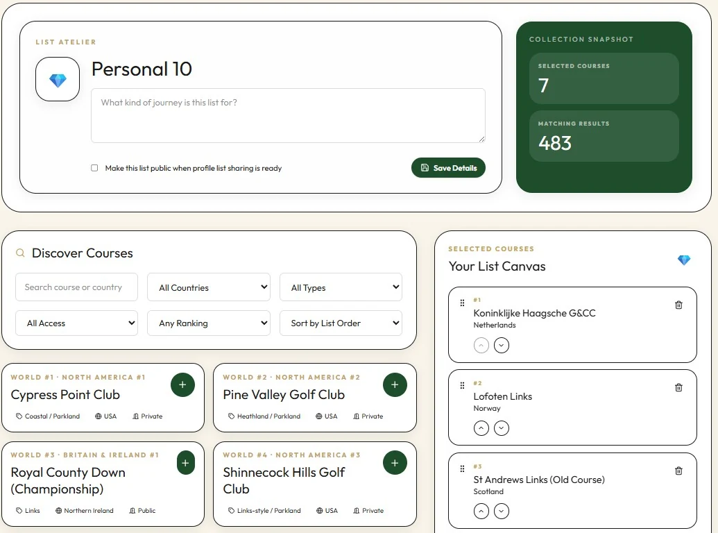 Custom list builder preview